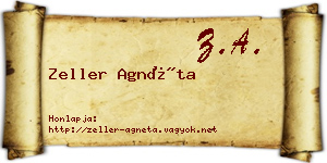 Zeller Agnéta névjegykártya